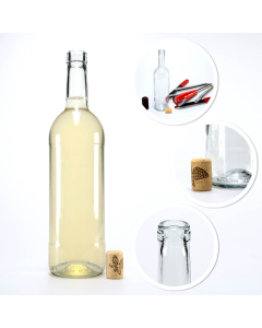 Sklenen&aacute; fľa&scaron;a na v&iacute;no 750ml 31cm biela