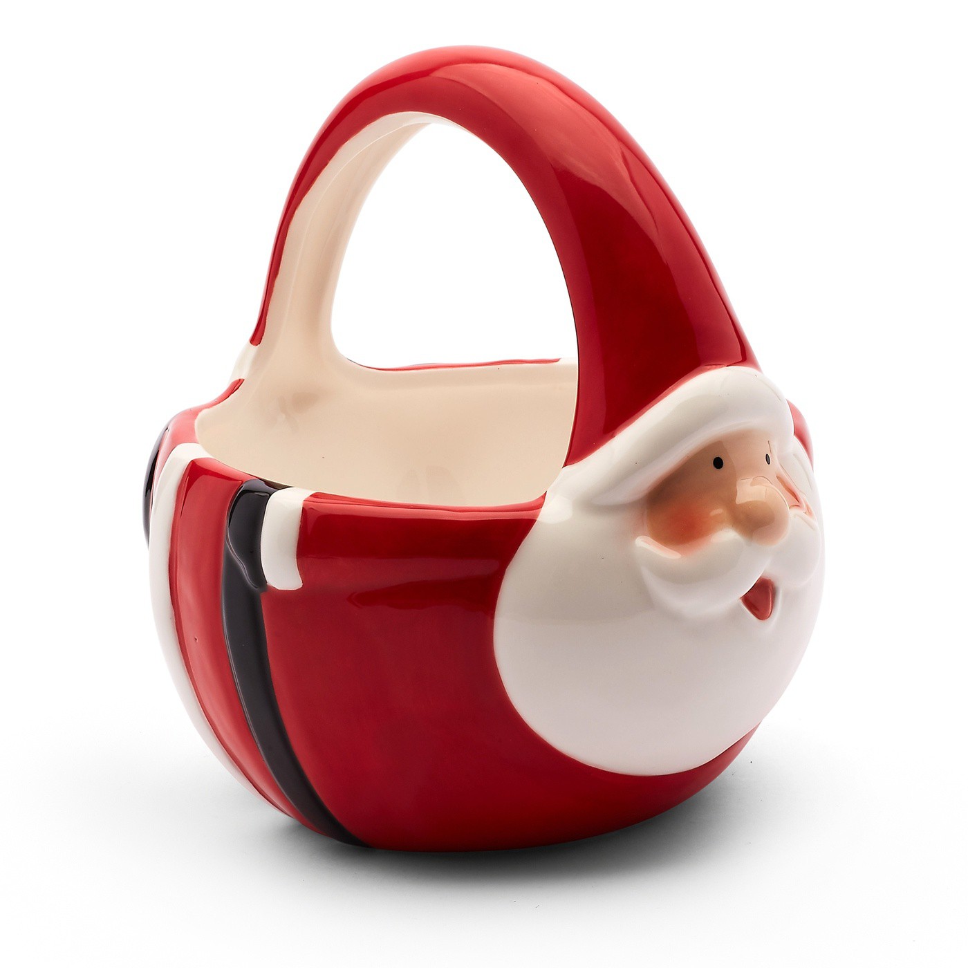 Dekoračný keramický vianočný košík v tvare mikuláša 16,4 x 14 x 15,5 cm červená megamix.sk