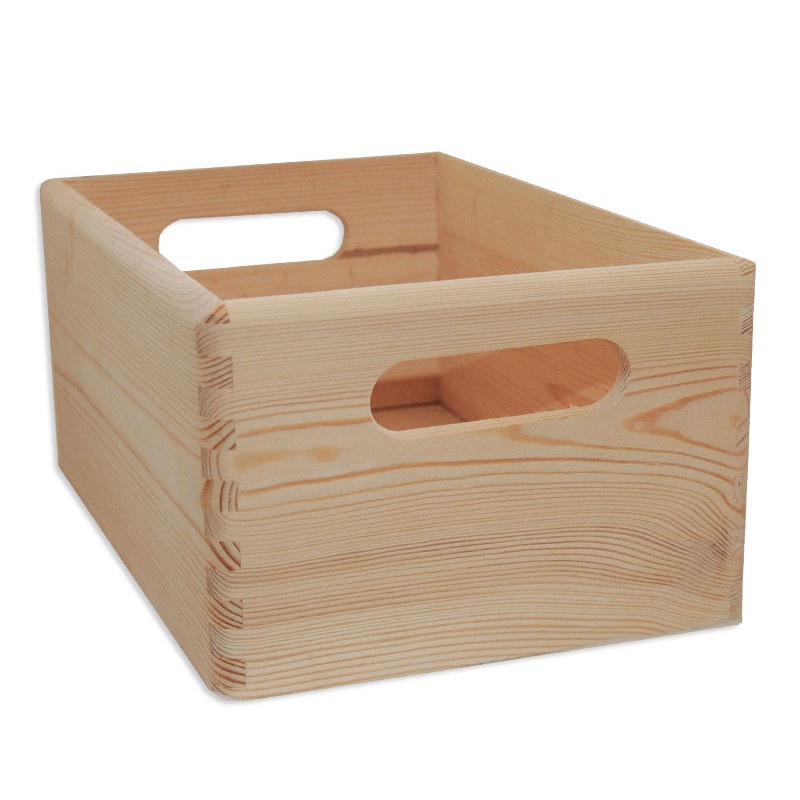Drevená krabica s rukoväťami 30x20x13cm borovica prepravka megamix.sk