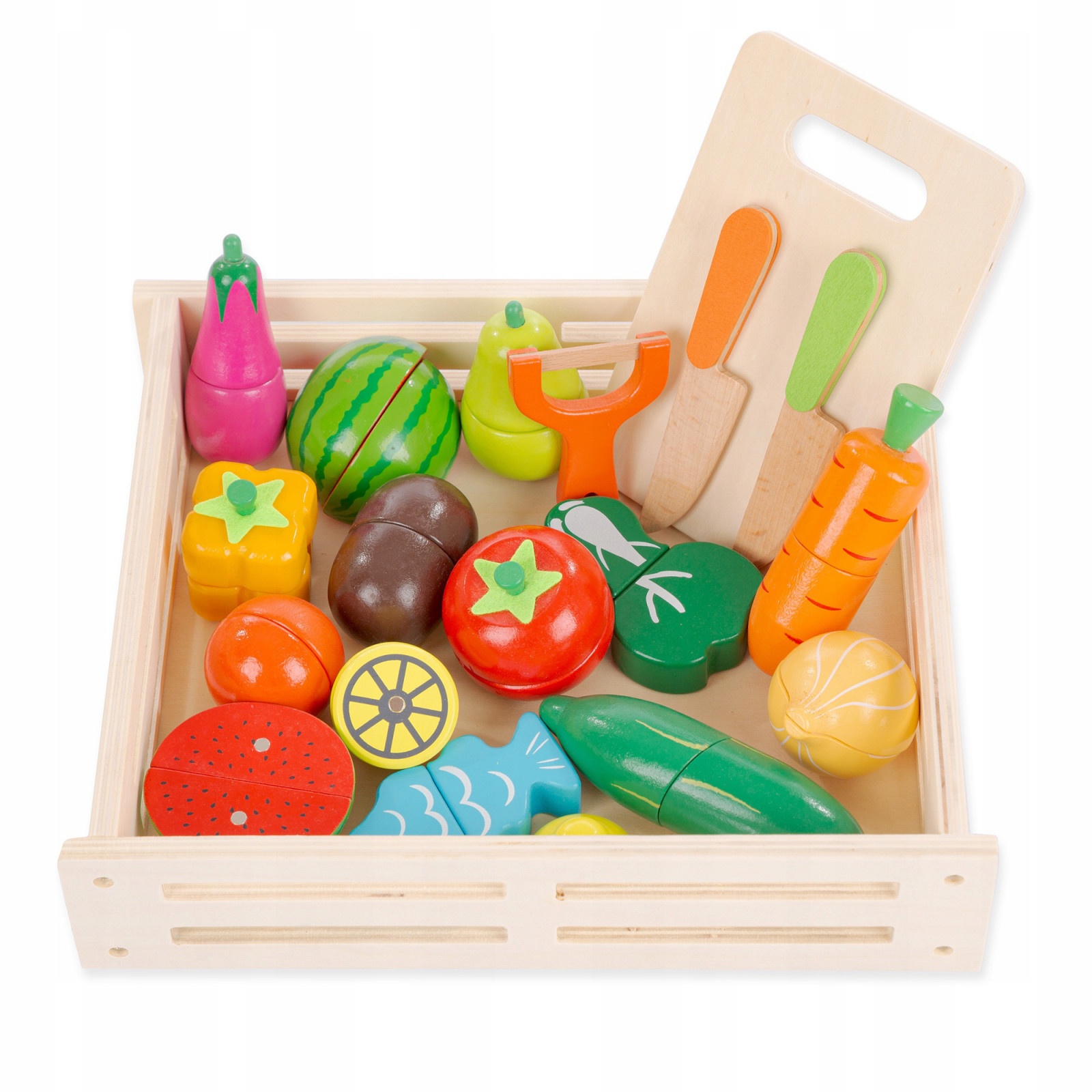 drevené ovocie a zelenina na rezanie pre deti v krabici sada megamix.sk