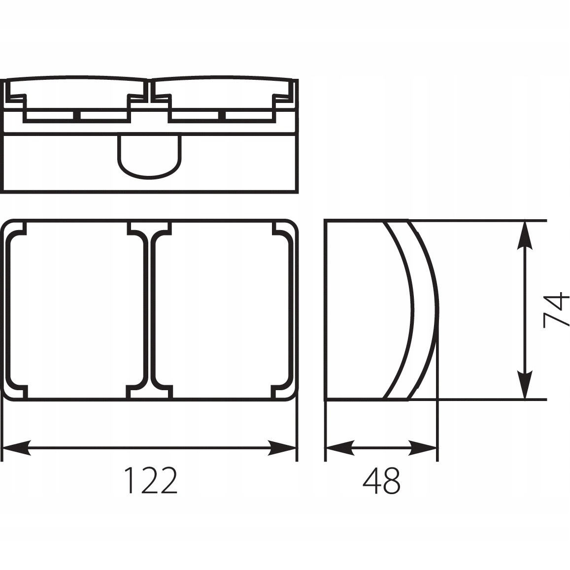 dvojitá biela zásuvka s dymovými klapkami 122x75x47mm 250V megamix.sk