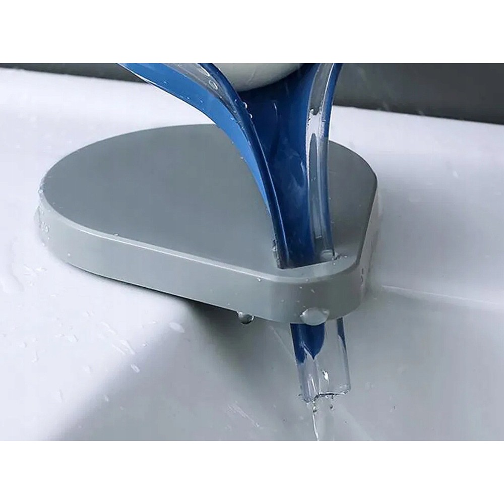 Elegantný držiak na mydlo list 11x12x9cm modrý sivý megamix.sk