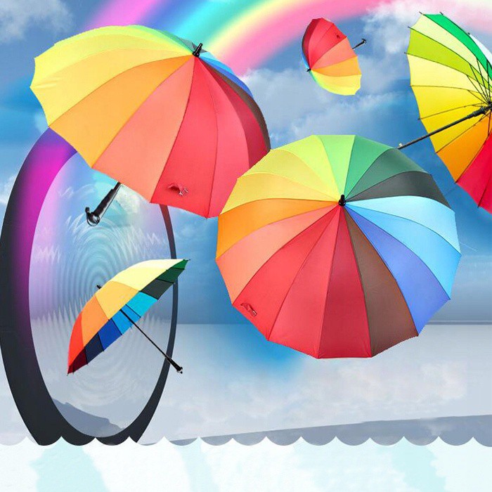 Farebný skladací dáždnik dúha 16 farieb 112cm megamix.sk