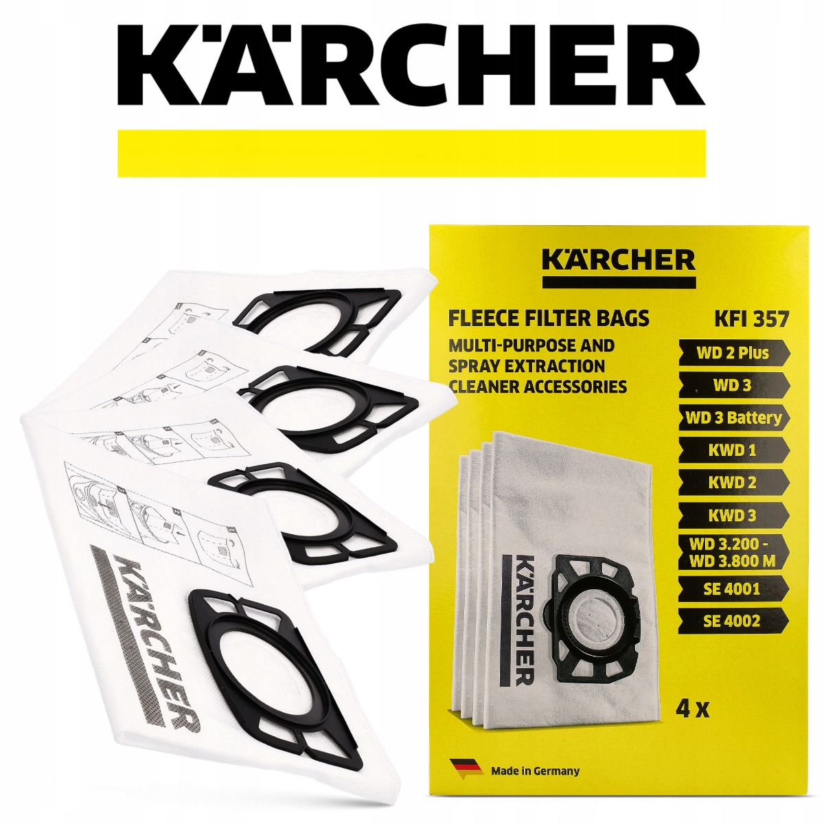 Kärcher flísové filtračné vrecká do vysávača WD2 / WD3 4 ks megamix.sk