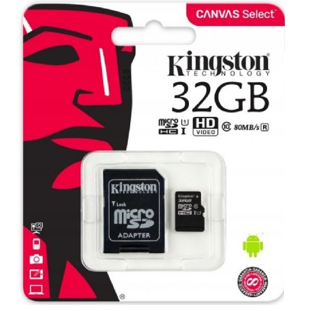 Karta MicroSD KINGSTON 32GB micro CLASS 10 + SD adaptér megamix.sk