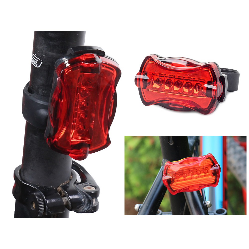 LED lampa na bicykel s držiakom 5 LED AAA červená megamix.sk