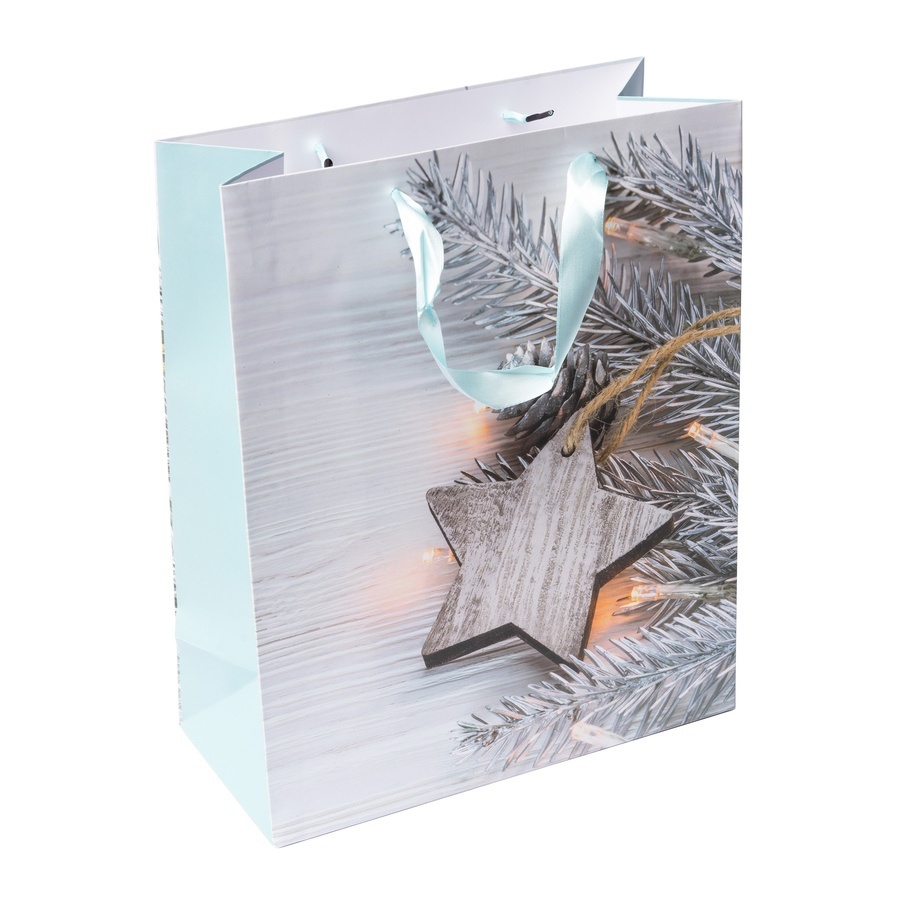 Papierová darčeková taška s vianočným motívom Star 26x12x32cm megamix.sk