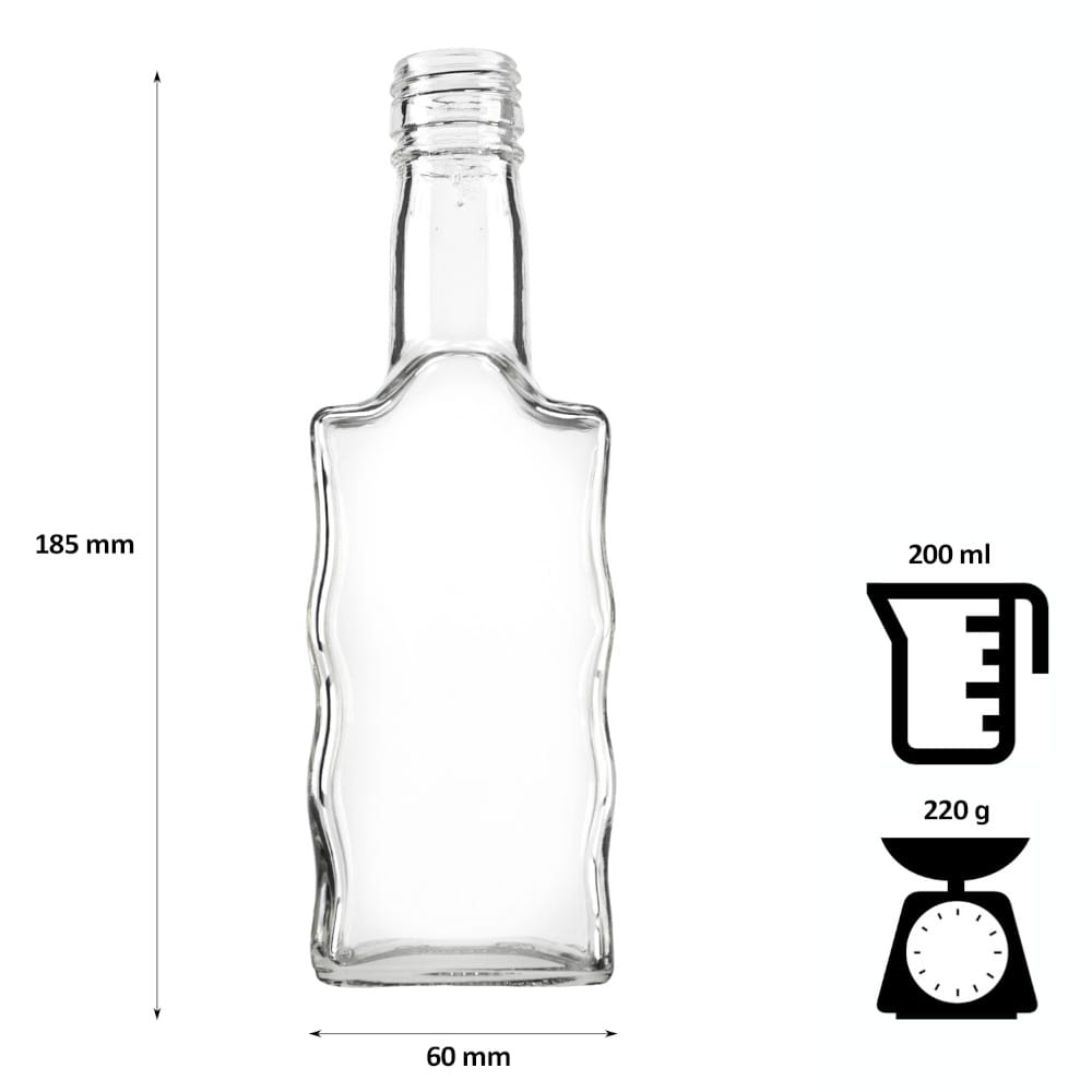 Sklenená fľaša 200ml 18cm WAVE megamix.sk