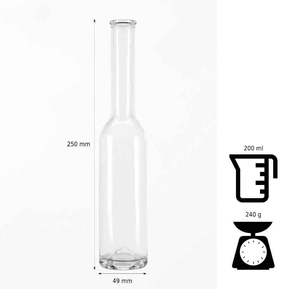 Sklenená fľaša 200ml 25cm FENICE megamix.sk