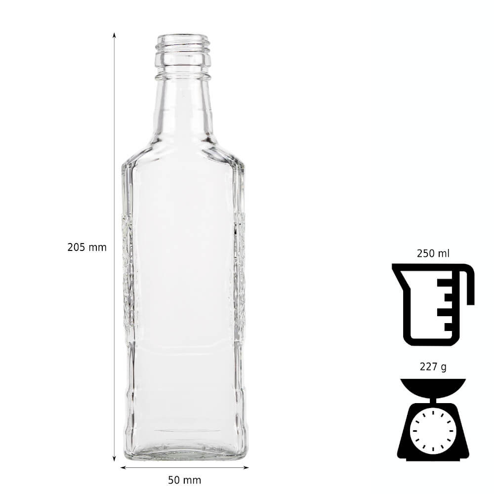 Sklenená fľaša 250ml 20cm AINA megamix.sk