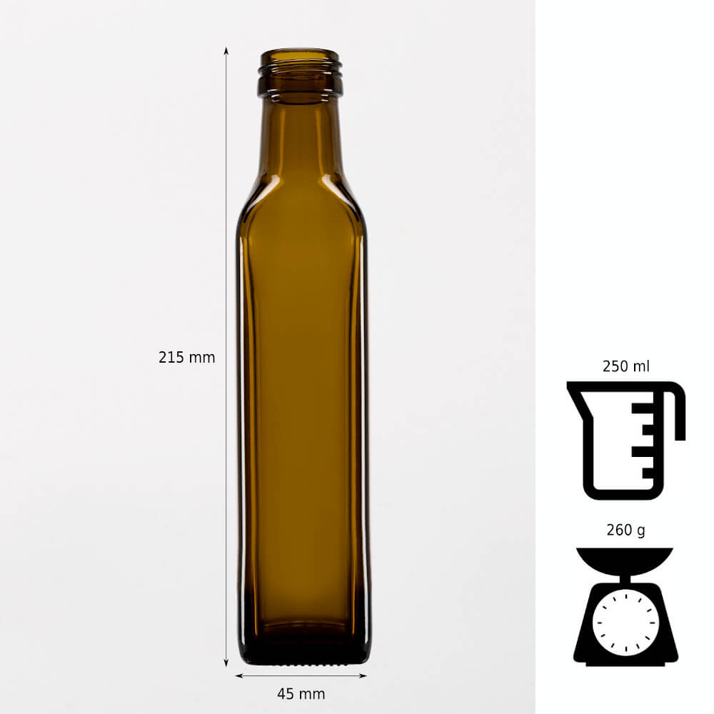 Sklenená fľaša 250ml 21cm MARASCA olivová megamix.sk