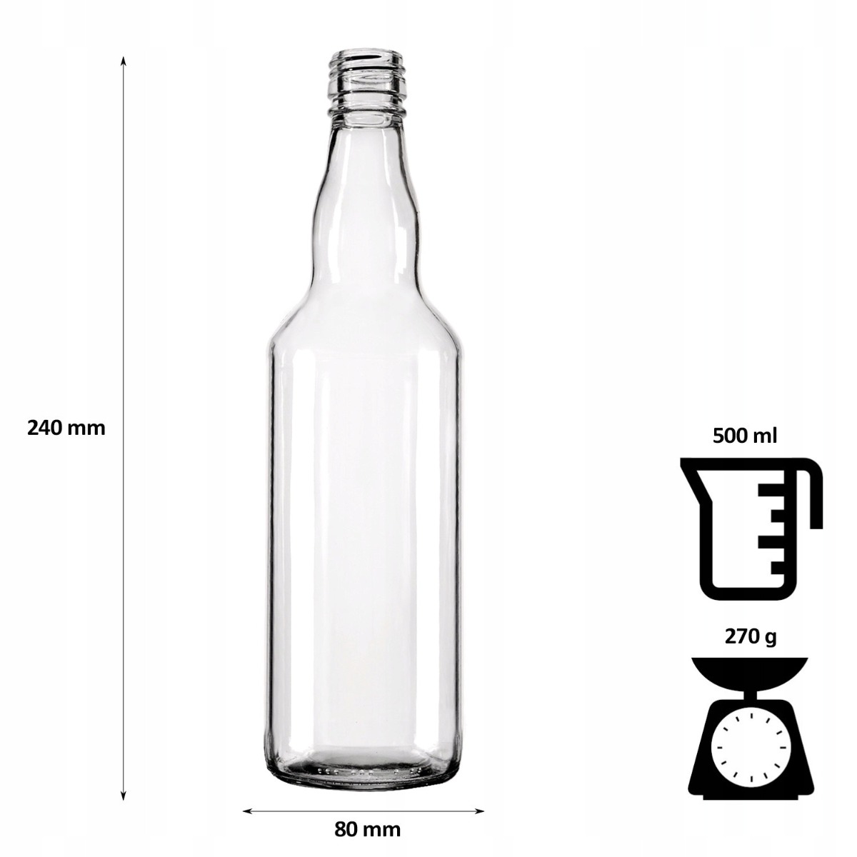 Sklenená fľaša 500ml 24cm MONOPOL megamix.sk