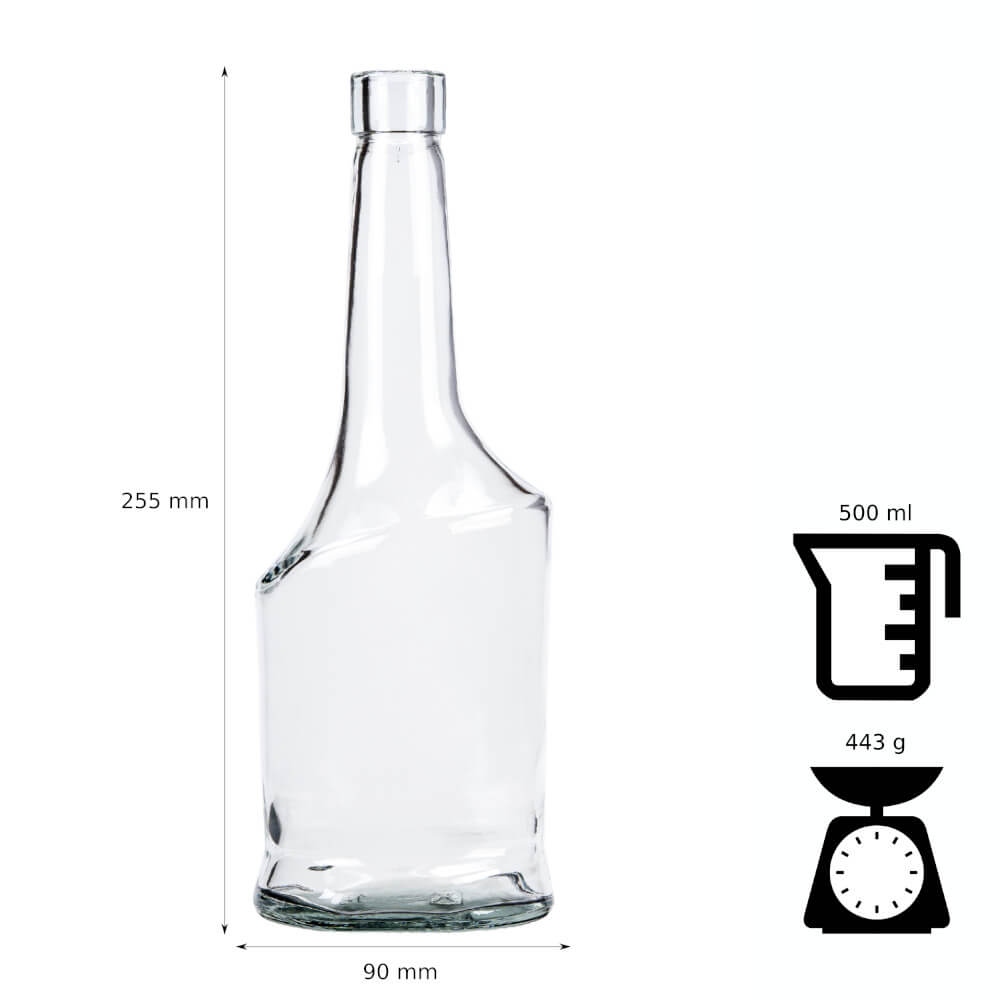 Sklenená fľaša 500ml 25cm AISHA megamix.sk