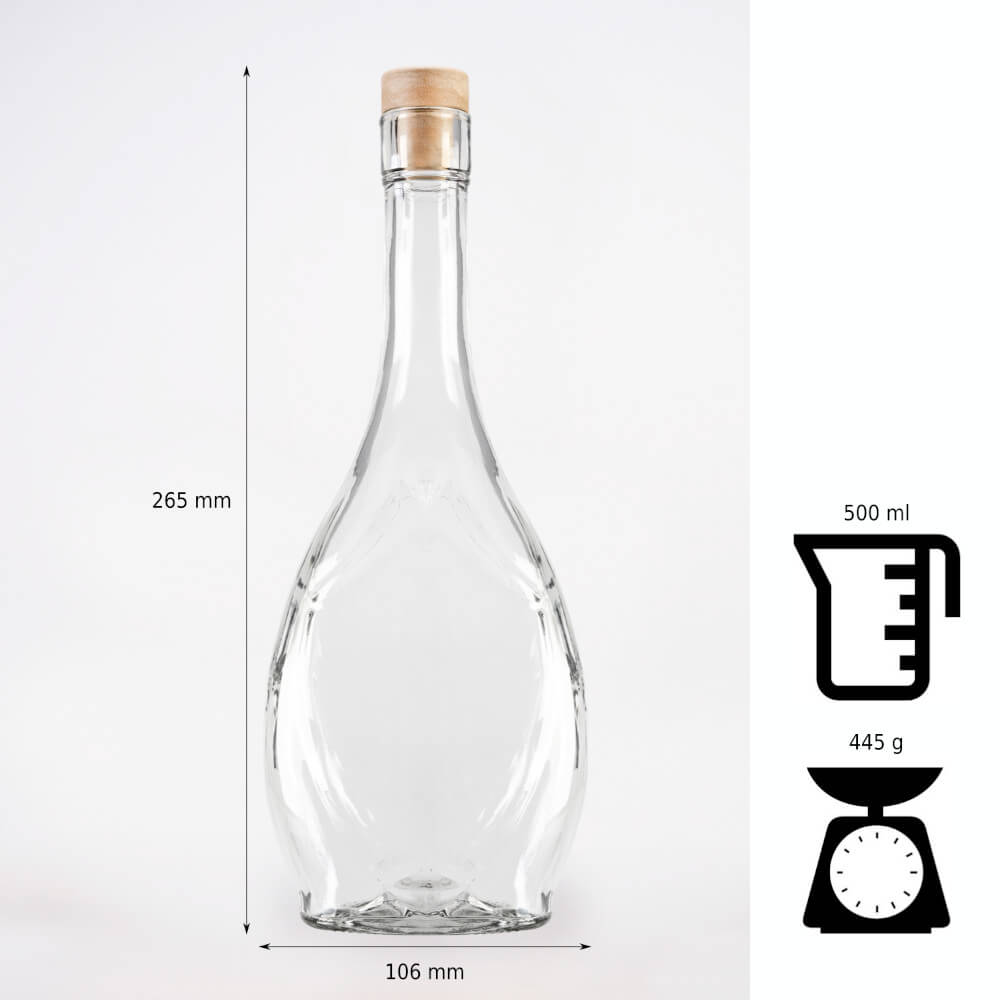Sklenená fľaša 500ml 26cm ICONA megamix.sk