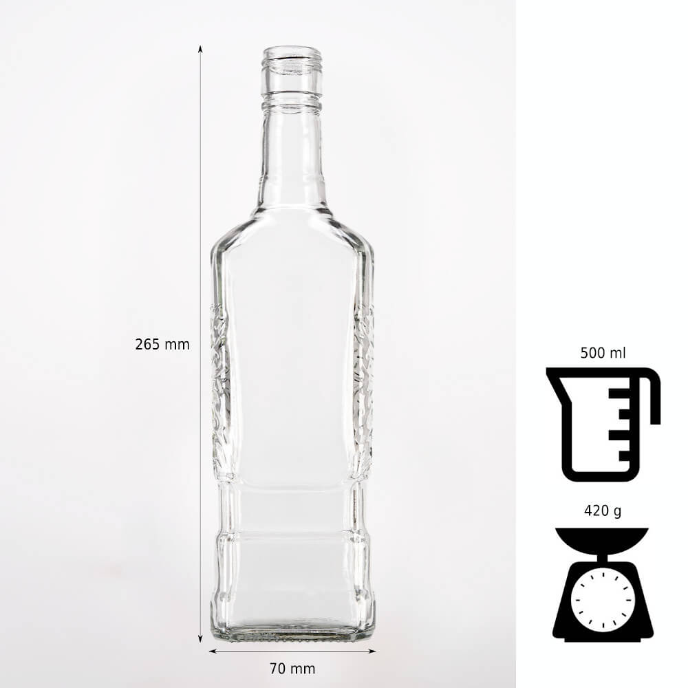 Sklenená fľaša 500ml 26cm AINA megamix.sk