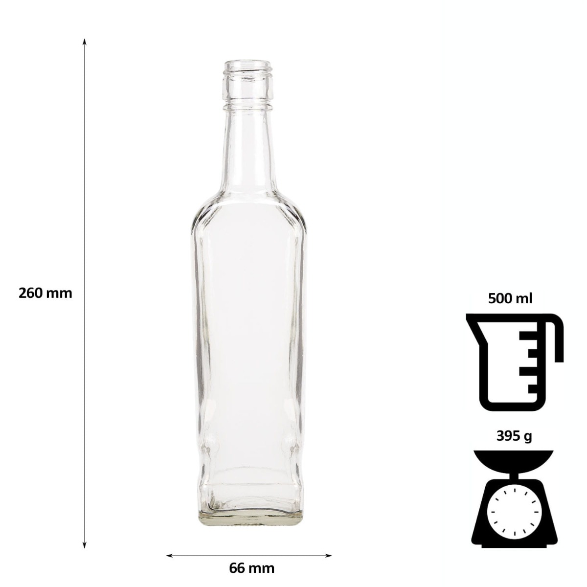 Sklenená fľaša 500ml 26cm WALKER megamix.sk