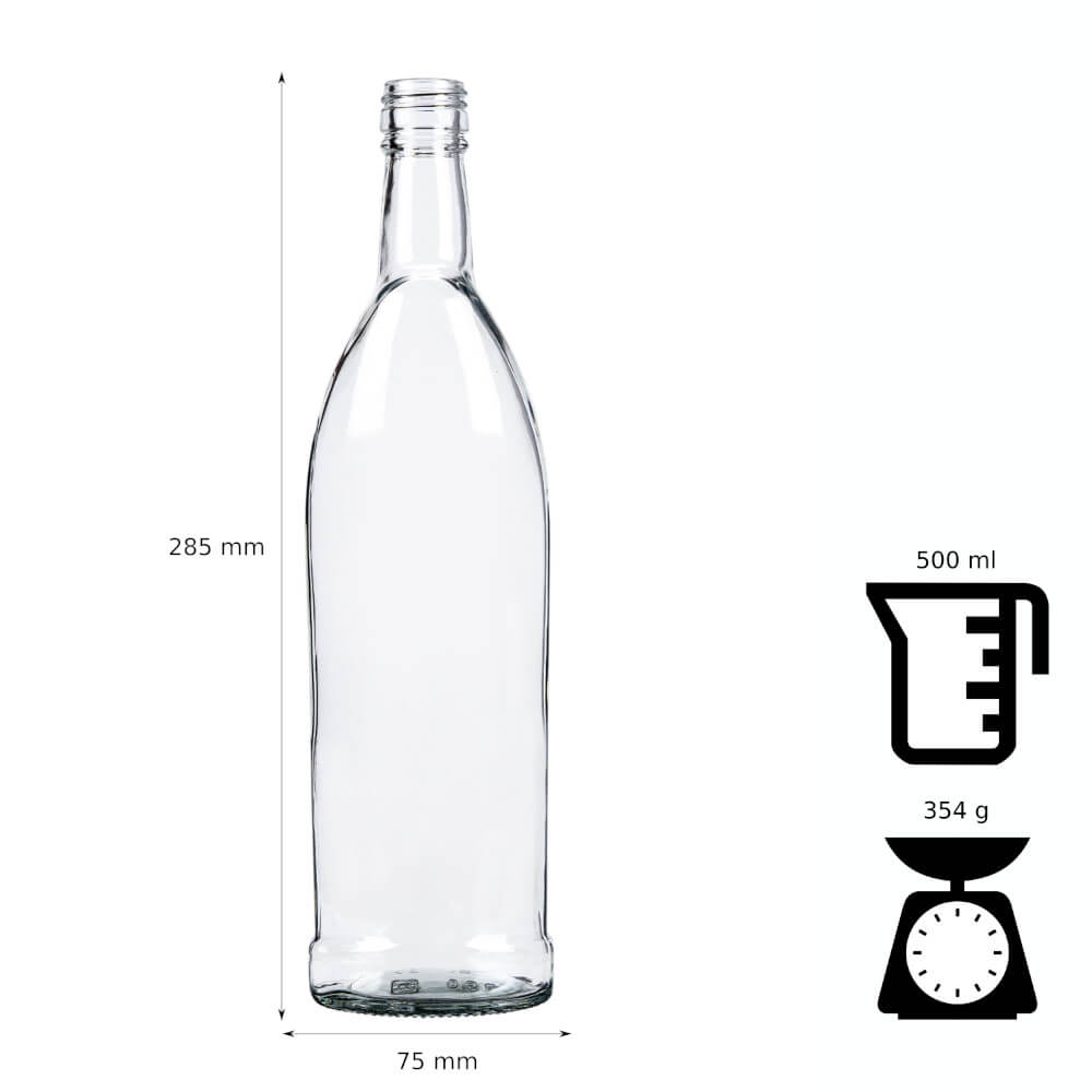 Sklenená fľaša 500ml 28cm SPARK megamix.sk