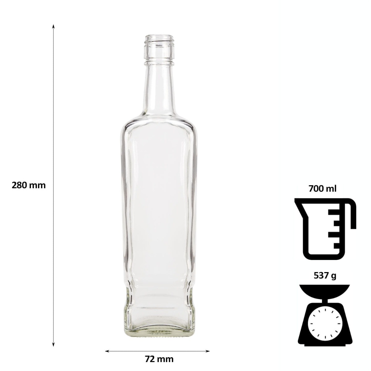 Sklenená fľaša 700ml 27cm WALKER megamix.sk