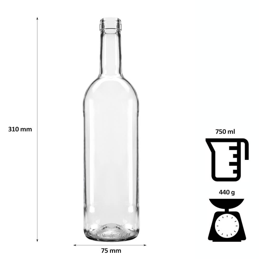 Sklenená fľaša na víno 750ml 29cm biela megamix.sk