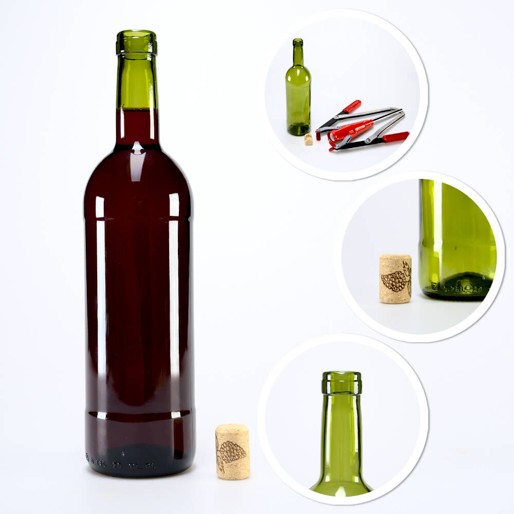 Sklenená fľaša na víno 750ml 29cm olivová megamix.sk