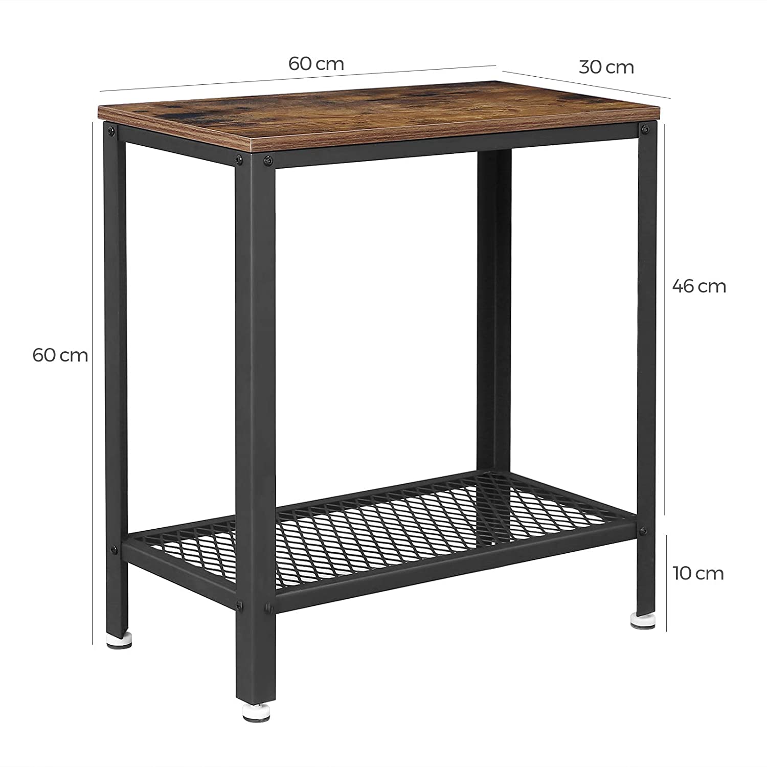 stolík 60x30x60cm s policou hnedý drevo kov megamix.sk