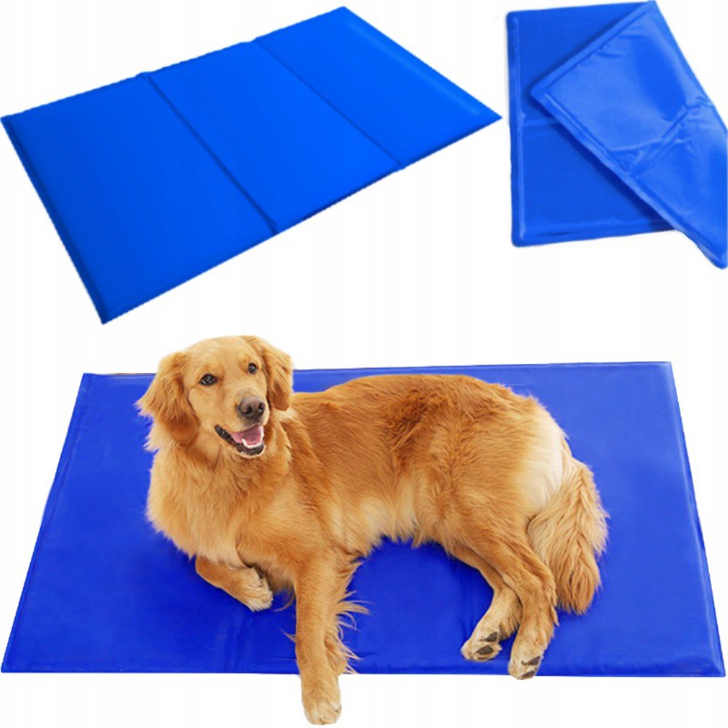 Veľká chladiaca rohož pre psov 90x50x3cm skladateľná vodeodolná modrá megamix.sk