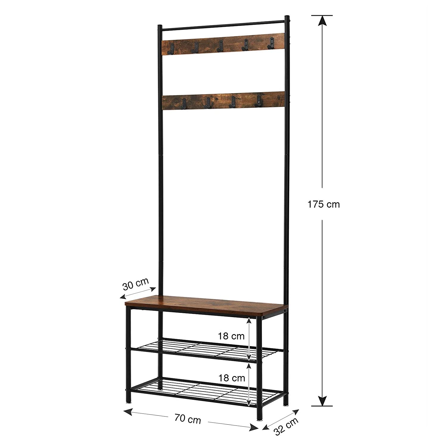 vešiak na šaty so sedadlom 70x32x175cm drevo, kov hnedá megamix.sk