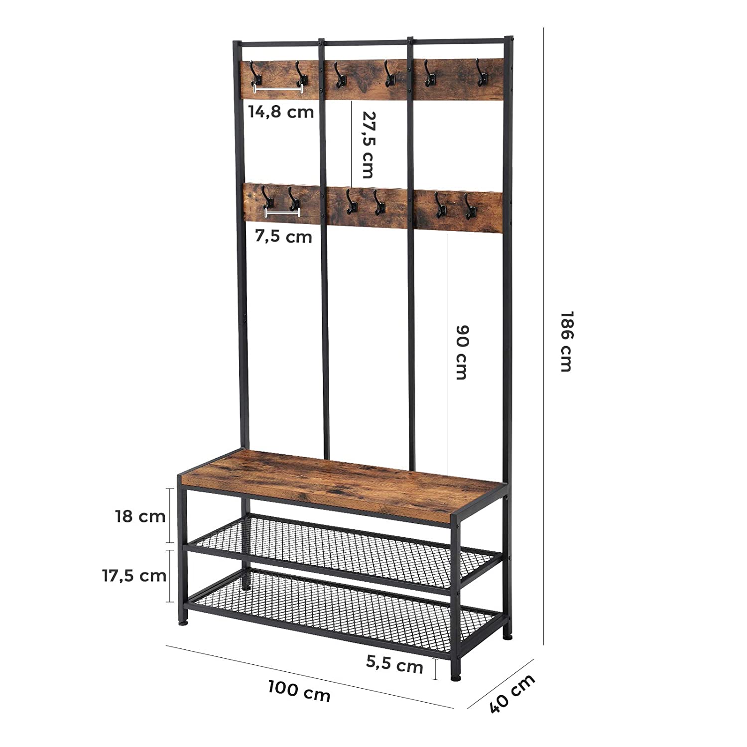 vešiak na šaty so sedadlom a úložným priesorom 100x40x186cm megamix.sk