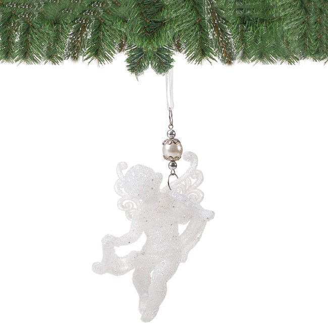 vianočná ozdoba na stromček biely anjel 10cm megamix.sk