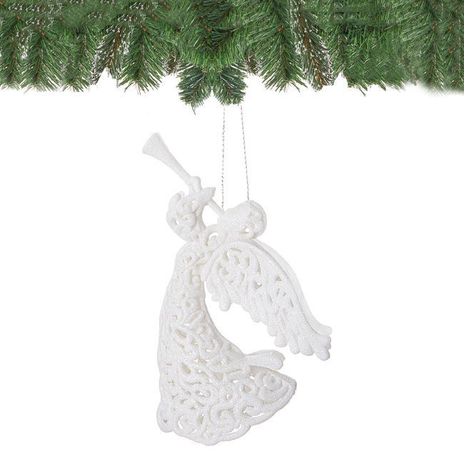 vianočná ozdoba na stromček biely anjelik 16cm megamix.sk