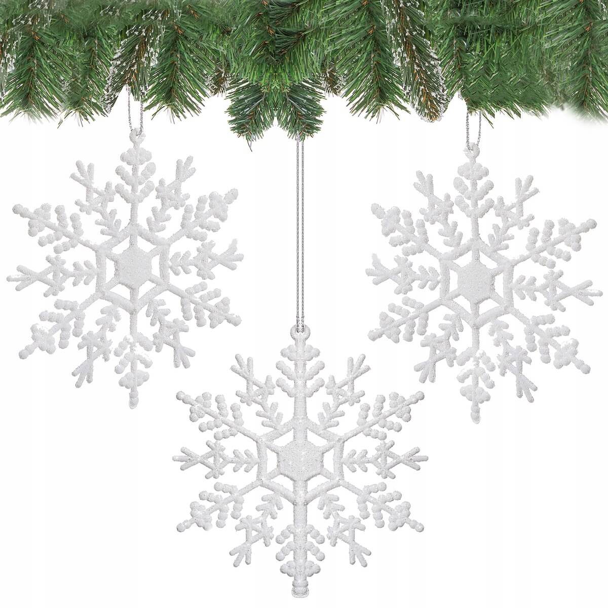 Vianočná ozdoba na stromček snehová vločka 12cm 3ks megamix.sk