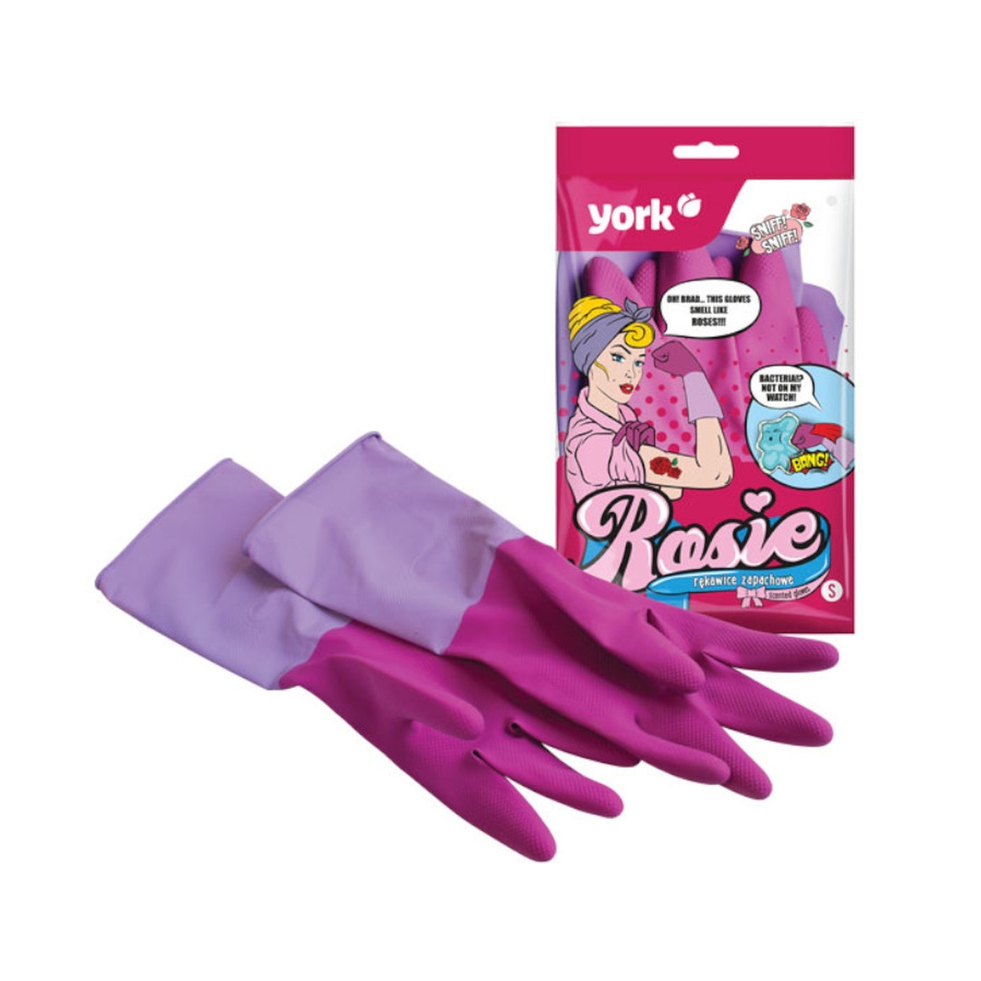 Voňavé gumené rukavice York Rosie veľkosť M