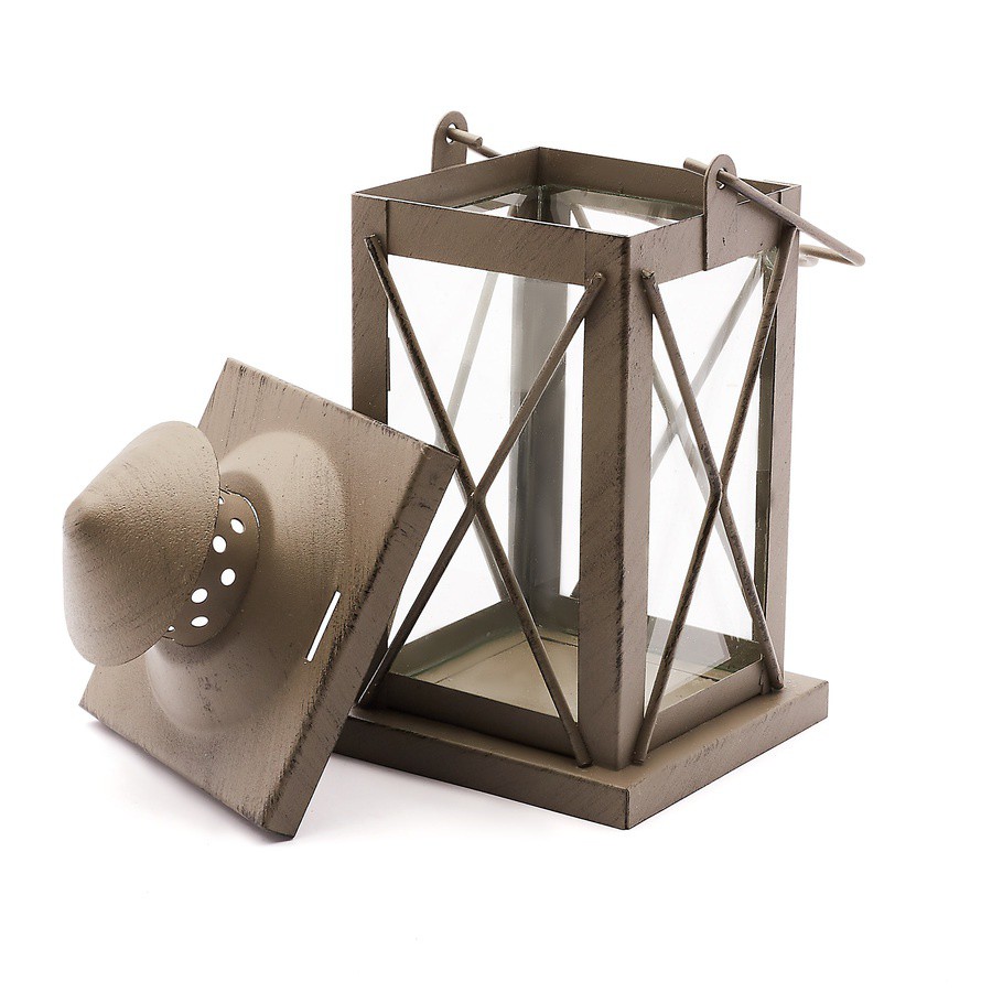 Kovový lampáš 10 x 10 x 20 cm antracitový megamix.sk
