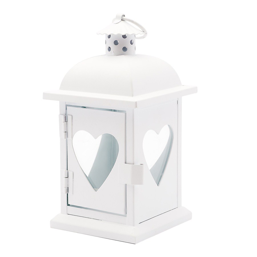 Kovový lampáš Heart 8,2 x 8,2 x 17 cm biely megamix.sk