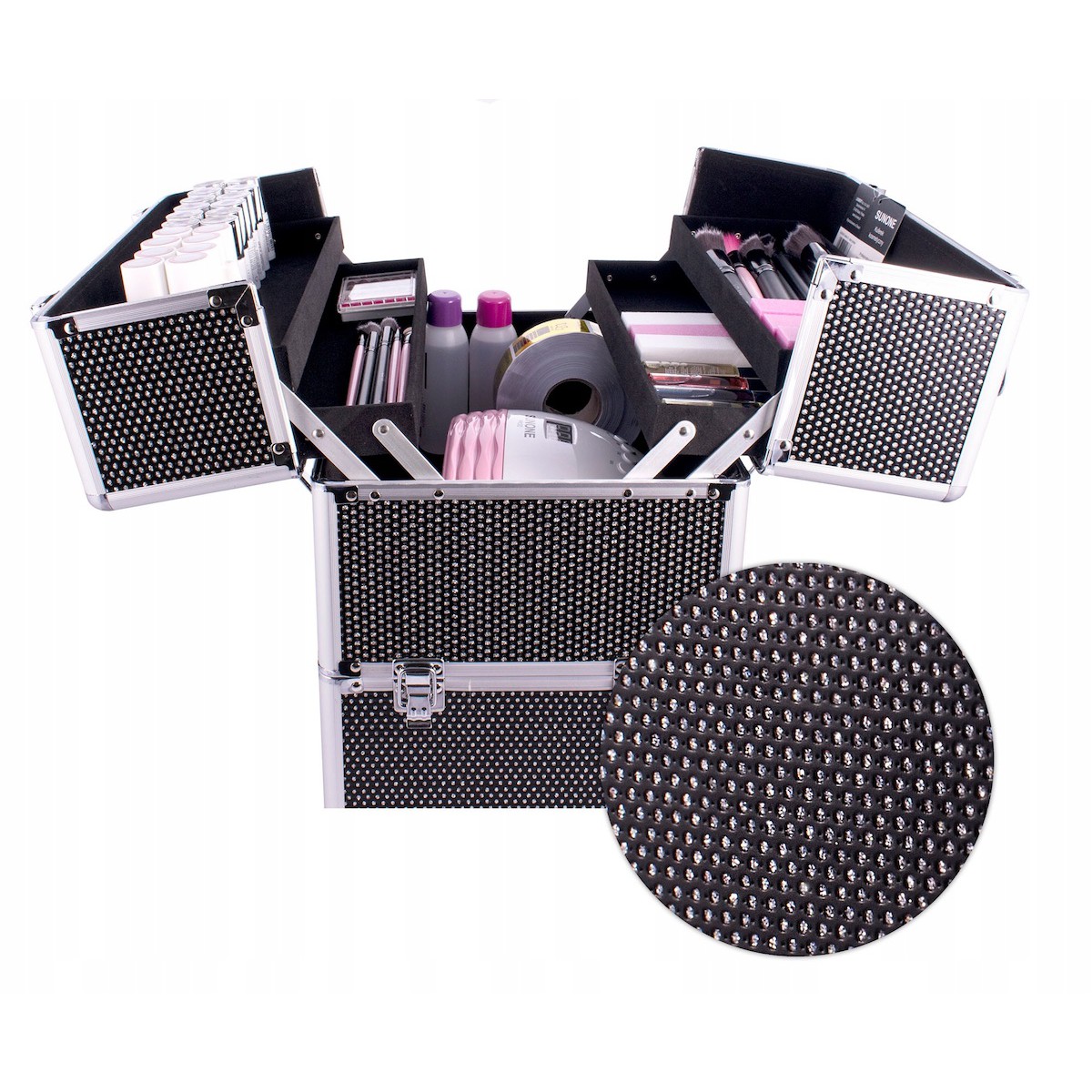 kozmetický kufrík rozkladací 34x25x42cm Makeup Box XL čierny megamix.sk