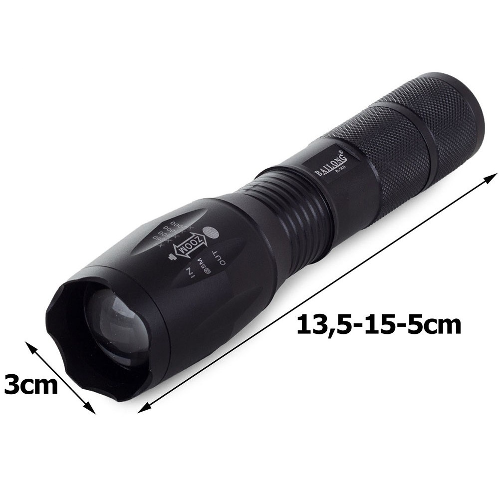 LED baterka ZOOM AAA 13cm čierna taktická megamix.sk