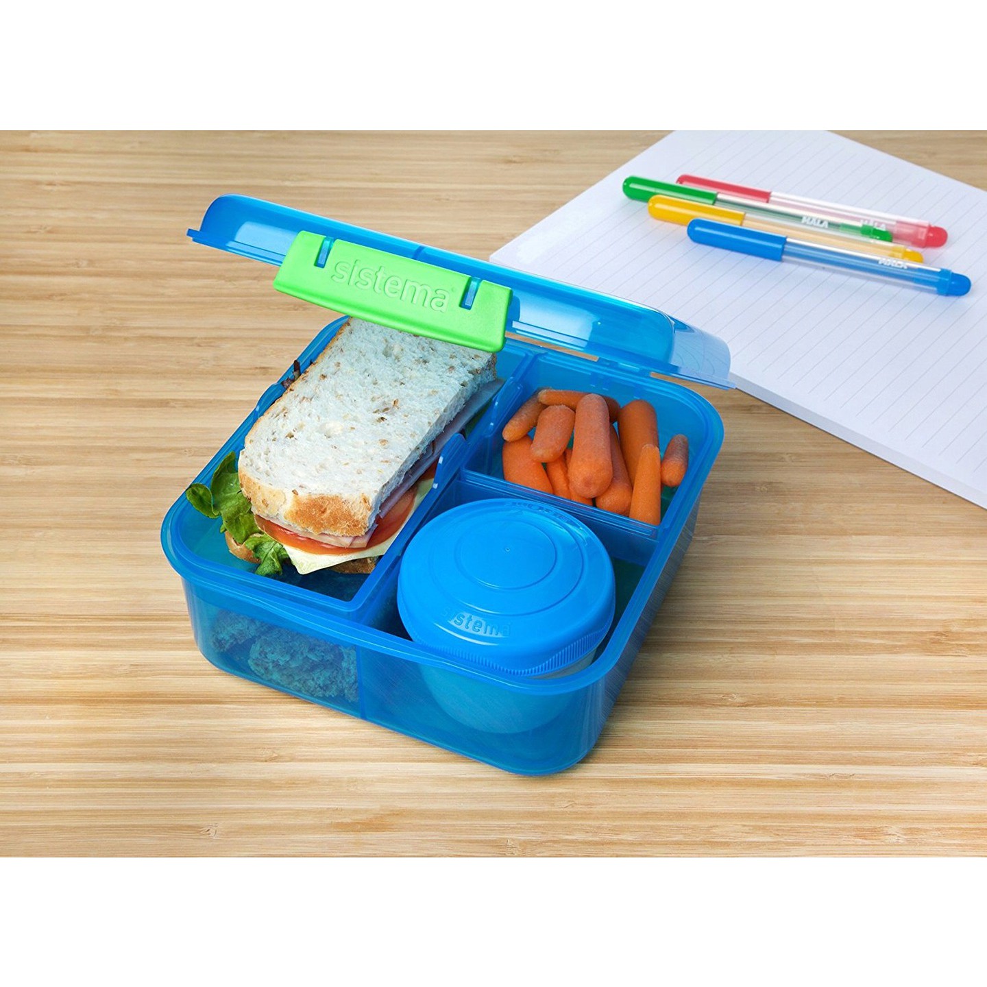 Obedár malý lunchbox 5 priehradiek modrý pre deti do školy megamix.sk