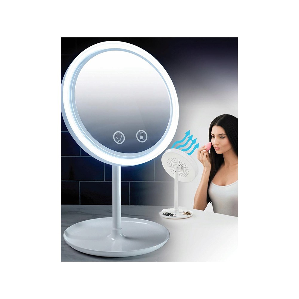 Osvetlené LED zrkadlo 5x 7,5cm s ventilátorom megamix.sk