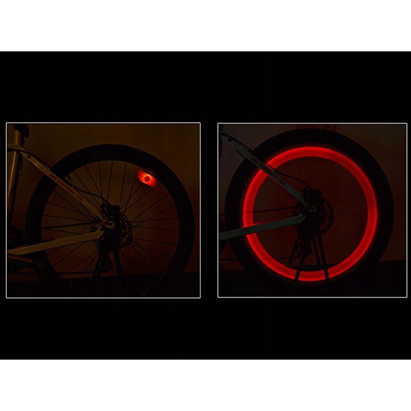 Osvetlenie LED na kolesá bicykla červené 13x4cm megamix.sk