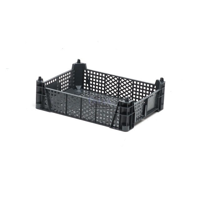 plastová nádoba prepravka na huby jahody 400x300x110mm 7l čierna perforovaná megamix.sk