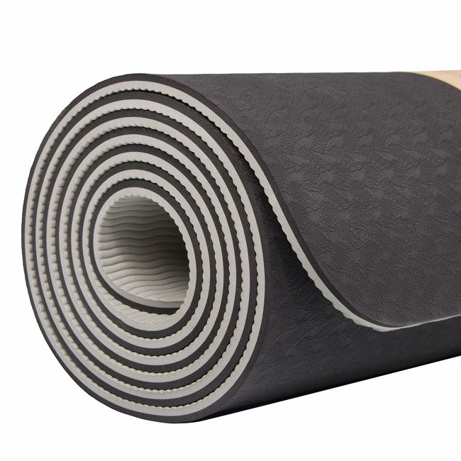 podložka na cvičenie joga fitness 183x61cm 6mm čierna sivá megamix.sk