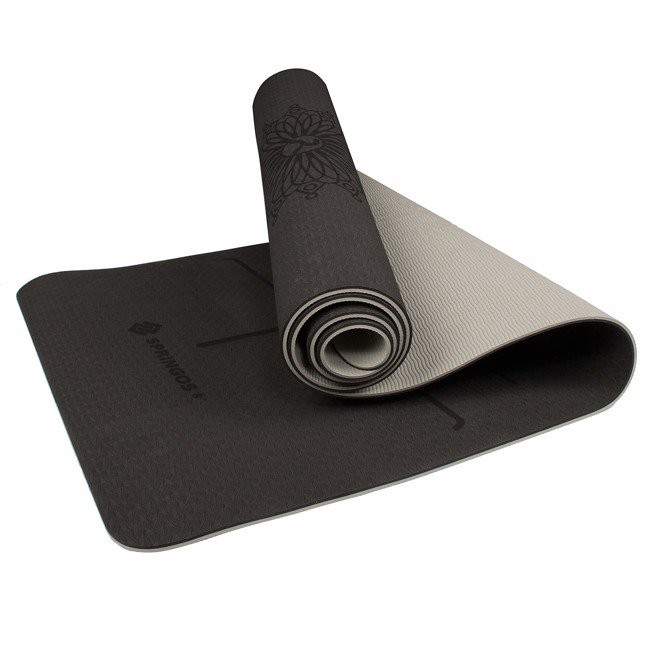 podložka na cvičenie joga fitness 183x61cm 6mm čierna sivá megamix.sk