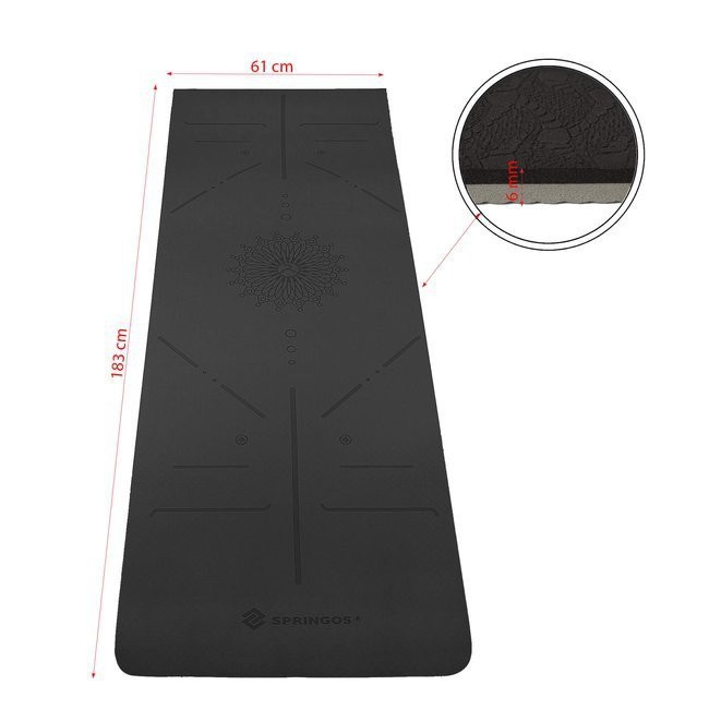 podložka na cvičenie joga fitness 183x61cm 6mm čierna sivá megamix.sk