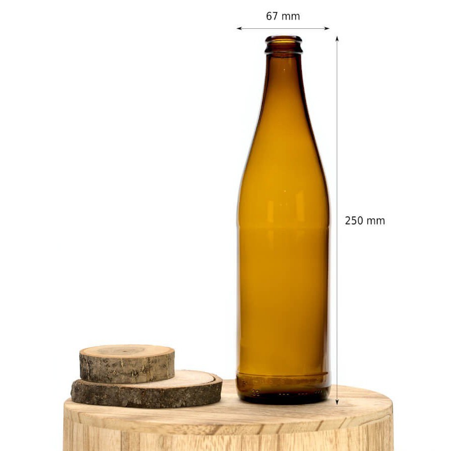 Sklenená fľaša na pivo 500ml 23cm hnedá D2 megamix.sk