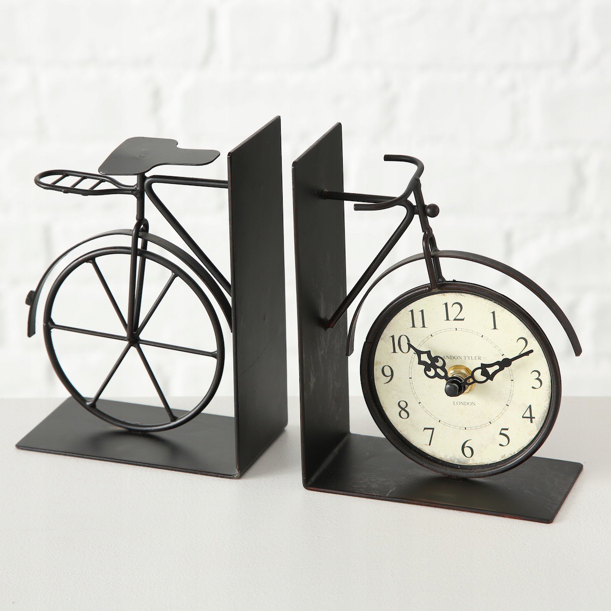 stojan na knihy bicykel s hodinkami 15x11x6cm kovový megamix.sk