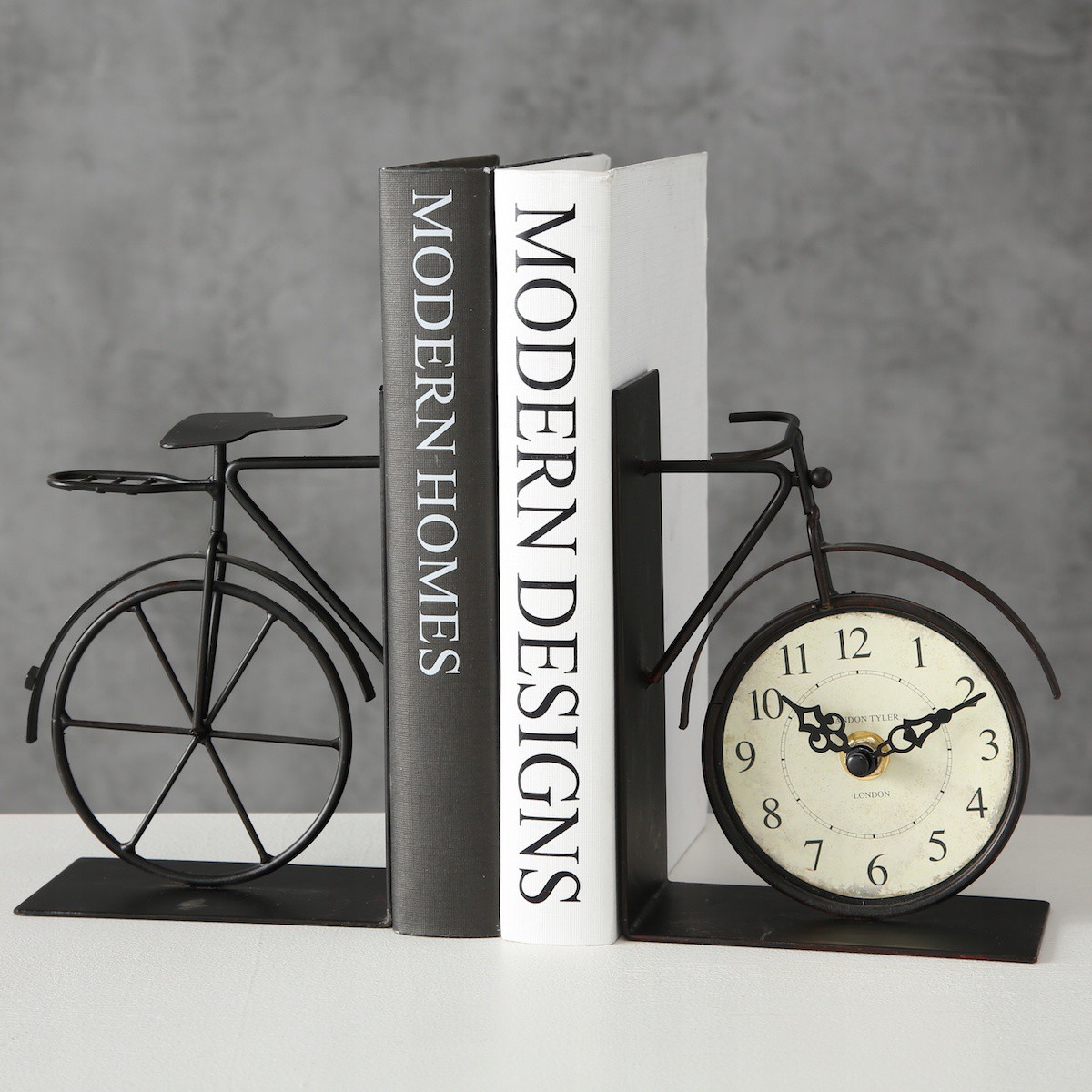 stojan na knihy bicykel s hodinkami 15x11x6cm kovový megamix.sk