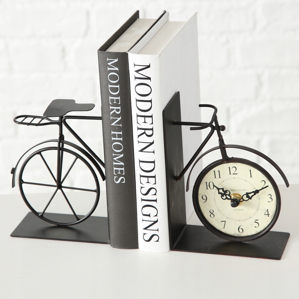 stojan na knihy bicykel s hodinkami 15x11x6cm kovový megamix.sk