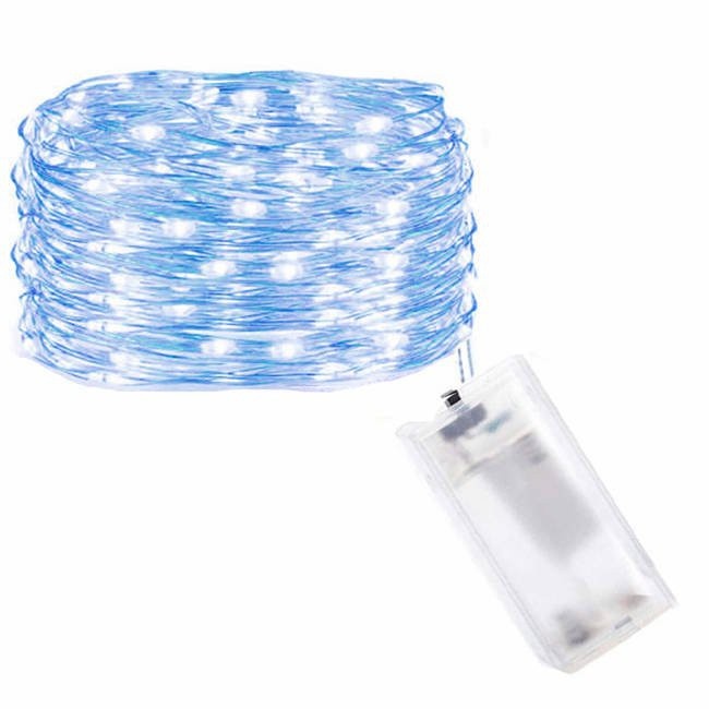 svetelný drôtik 20ks LED modrá farba 2m na batérie AA megamix.sk