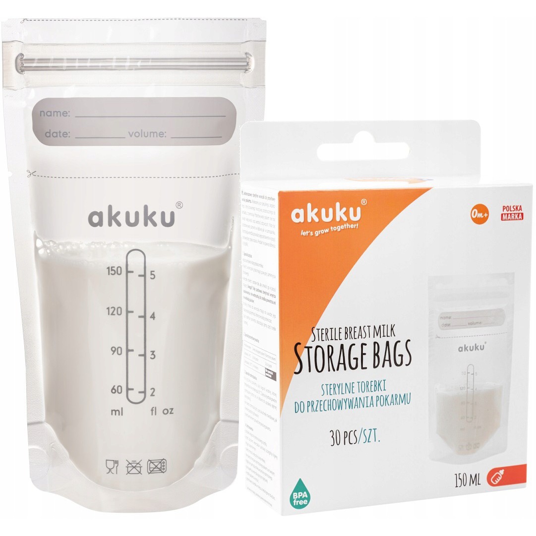 Tašky na skladovanie potravín 150ml 30ks sterilné vrecká AKUKU megamix.sk