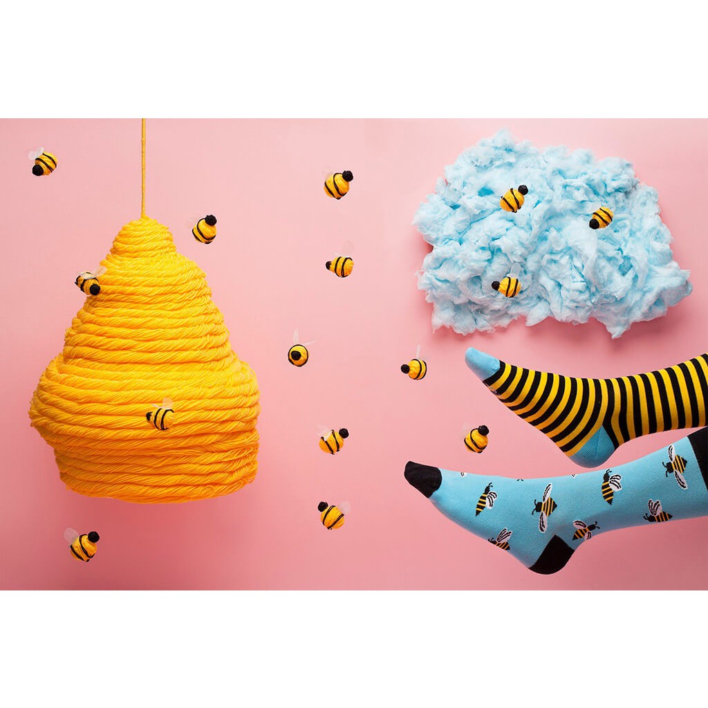 veselé ponožky BEE BEE včielky úľ 43-46 farebné megamix.sk
